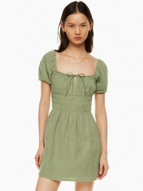 Aritzia Sunday Best Sz M Green Cotton Gauze Summer Mini Dress